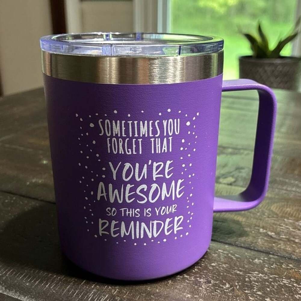 NOWWISH Inspirational 14oz Purple Mug with Handle, Sometimes You Forget You're A